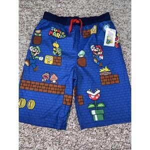 Nintendo Super Mario Bro  Swim Trunks Athletic Shorts Lined youth ‎ Large
